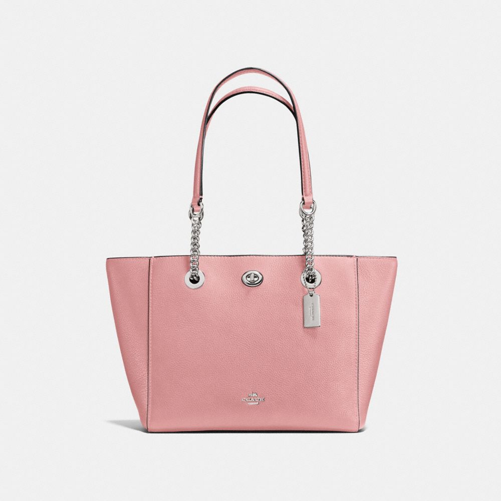 COACH F57107 - TURNLOCK CHAIN TOTE 27 PEONY/SILVER