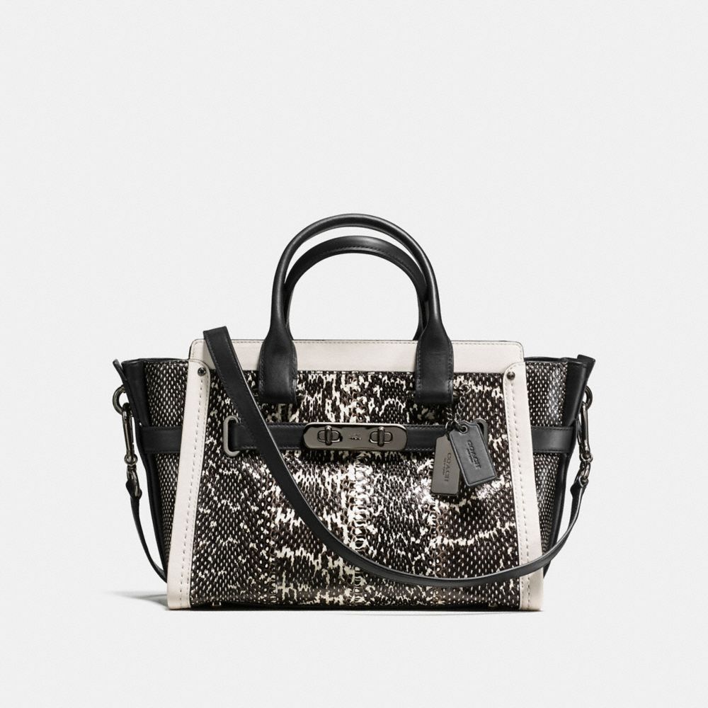 COACH SWAGGER 27 IN SNAKESKIN - F57113 - DK/CHALK BLACK