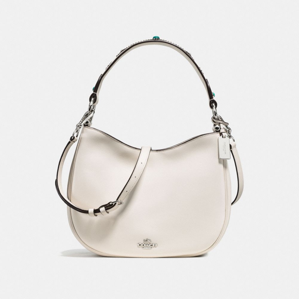 MAE CROSSBODY WITH WESTERN RIVETS - f57119 - SILVER/CHALK