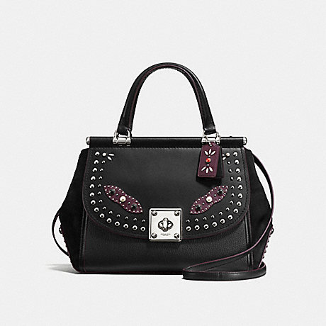 COACH F57120 DRIFTER CARRYALL IN GLOVETANNED LEATHER WITH WESTERN RIVETS SILVER/BLACK