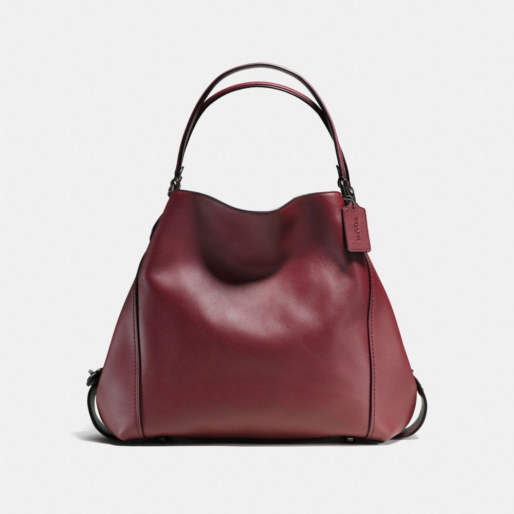 COACH F57123 EDIE SHOULDER BAG 42 OXBLOOD/DARK GUNMETAL