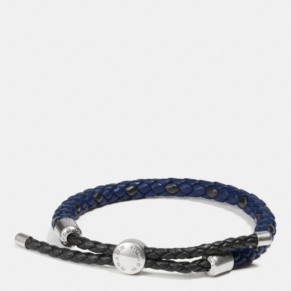 COACH BRAIDED LEATHER ADJUSTABLE BRACELET - INDIGO - f57147