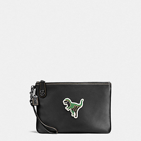 COACH TURNLOCK WRISTLET 26 WITH VARSITY PATCHES - BP/BLACK - F57182