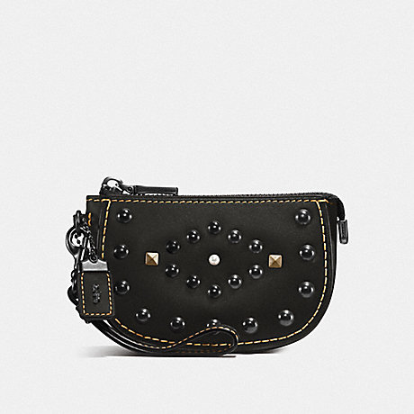 COACH POUCH WITH WESTERN RIVETS - BP/BLACK - F57184