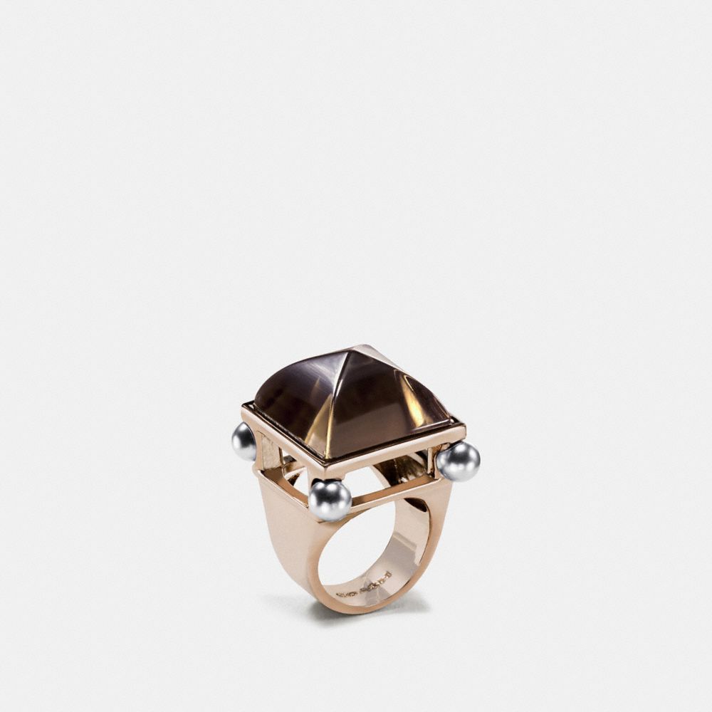 COACH F57190 Pearl Pyramid Ring GOLD/GRAY