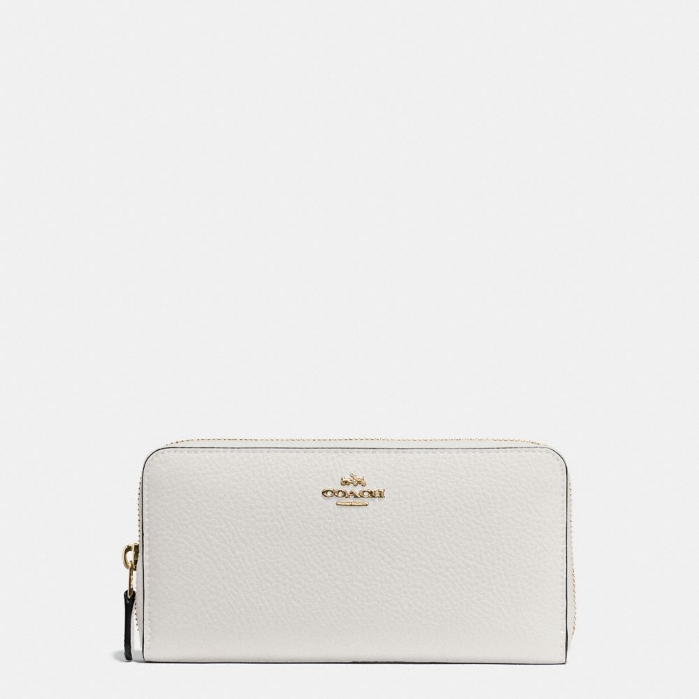 COACH ACCORDION ZIP WALLET IN PEBBLE LEATHER - IMITATION GOLD/CHALK - f57215