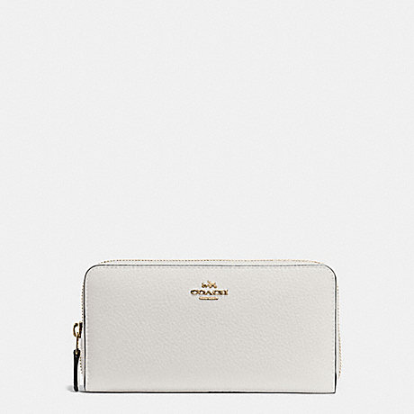 COACH ACCORDION ZIP WALLET IN PEBBLE LEATHER - IMITATION GOLD/CHALK - f57215