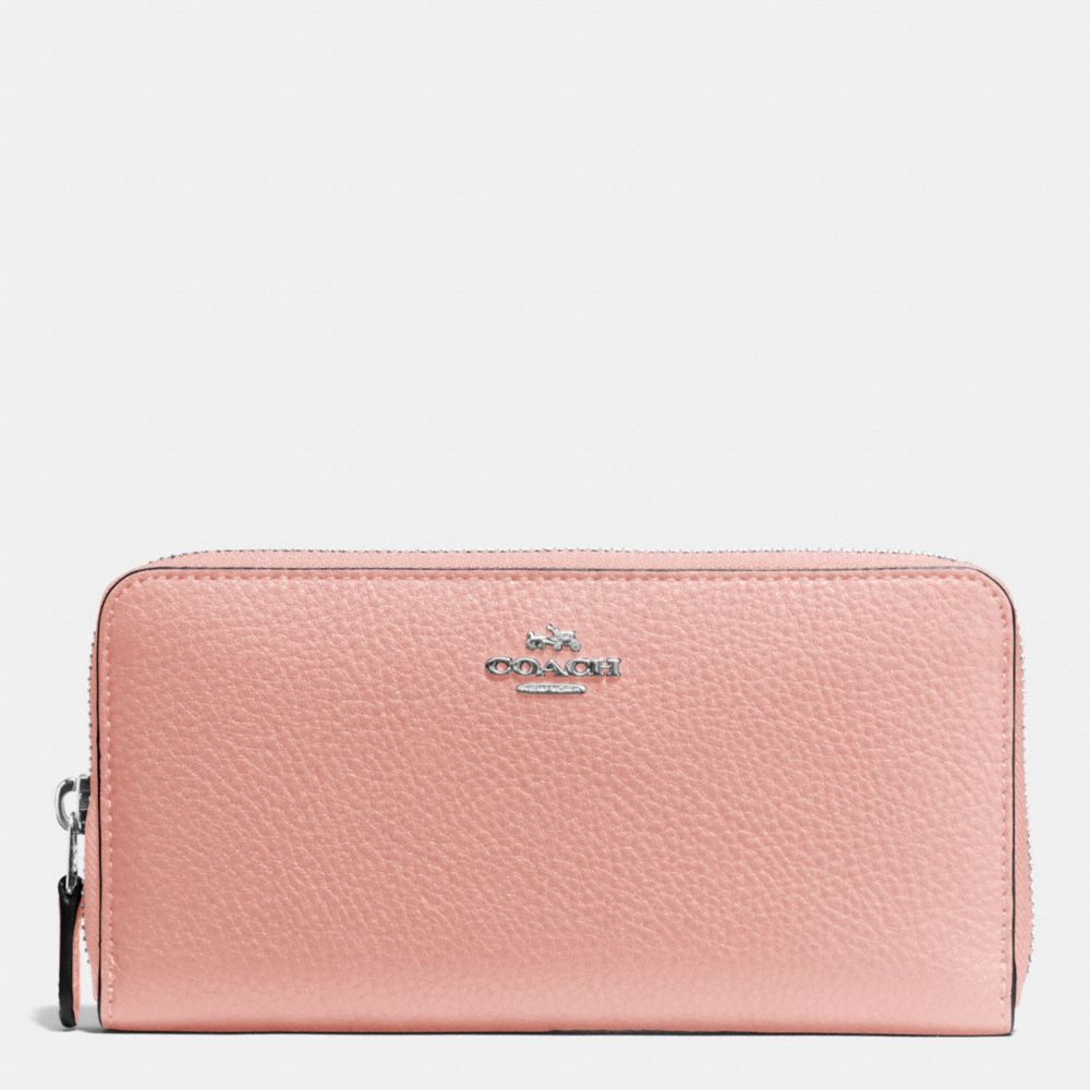 COACH F57215 Accordion Zip Wallet In Pebble Leather SILVER/BLUSH