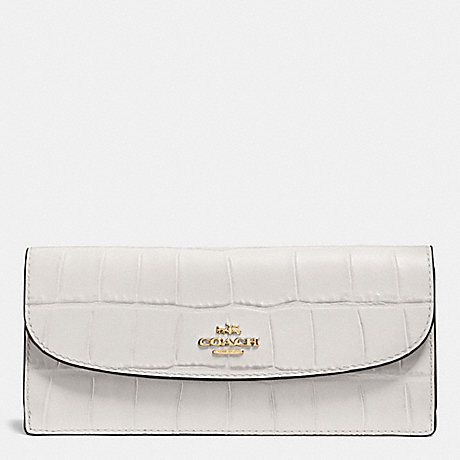 COACH SOFT WALLET IN CROC EMBOSSED LEATHER - IMITATION GOLD/CHALK - f57217