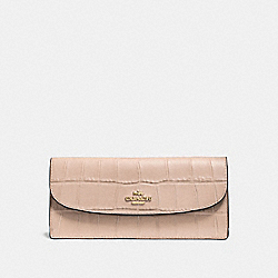 COACH F57217 Soft Wallet In Croc Embossed Leather IMITATION GOLD/BEECHWOOD