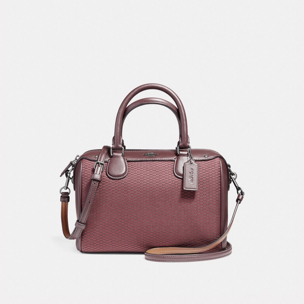 COACH F57242 MINI BENNETT SATCHEL IN LEGACY JACQUARD BLACK-ANTIQUE-NICKEL/OXBLOOD-1