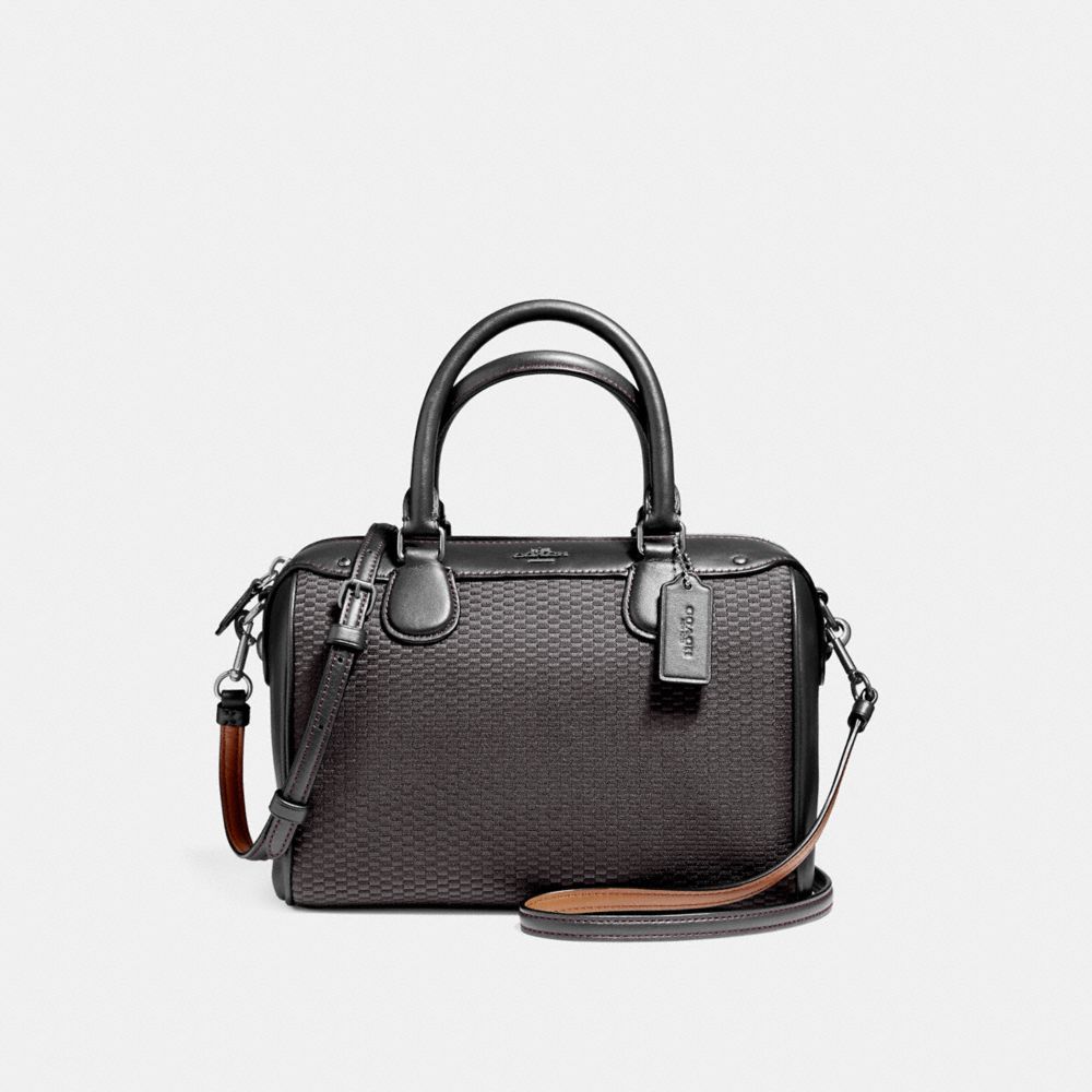 Coach Mini Bennet Satchel Legacy Jacquard Crossbody Black Grey