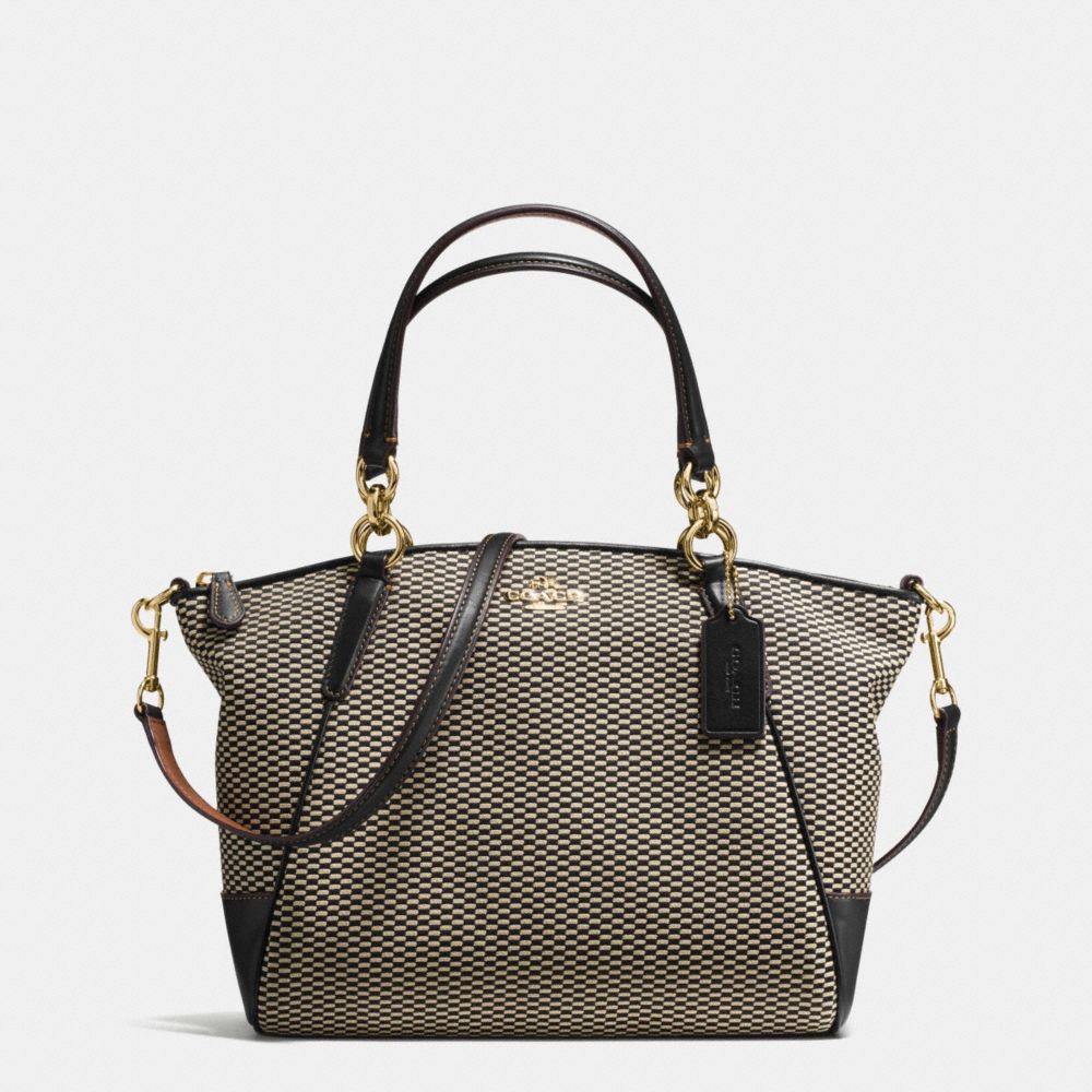 COACH F57244 Small Kelsey Satchel In Exploded Reps Print Jacquard IMITATION GOLD/MILK/BLACK