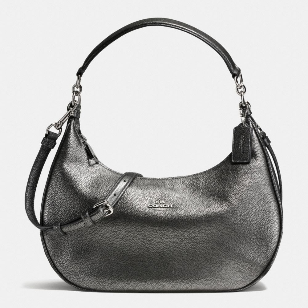COACH F57271 HARLEY EAST/WEST HOBO IN METALLIC PEBBLE LEATHER SILVER/GUNMETAL