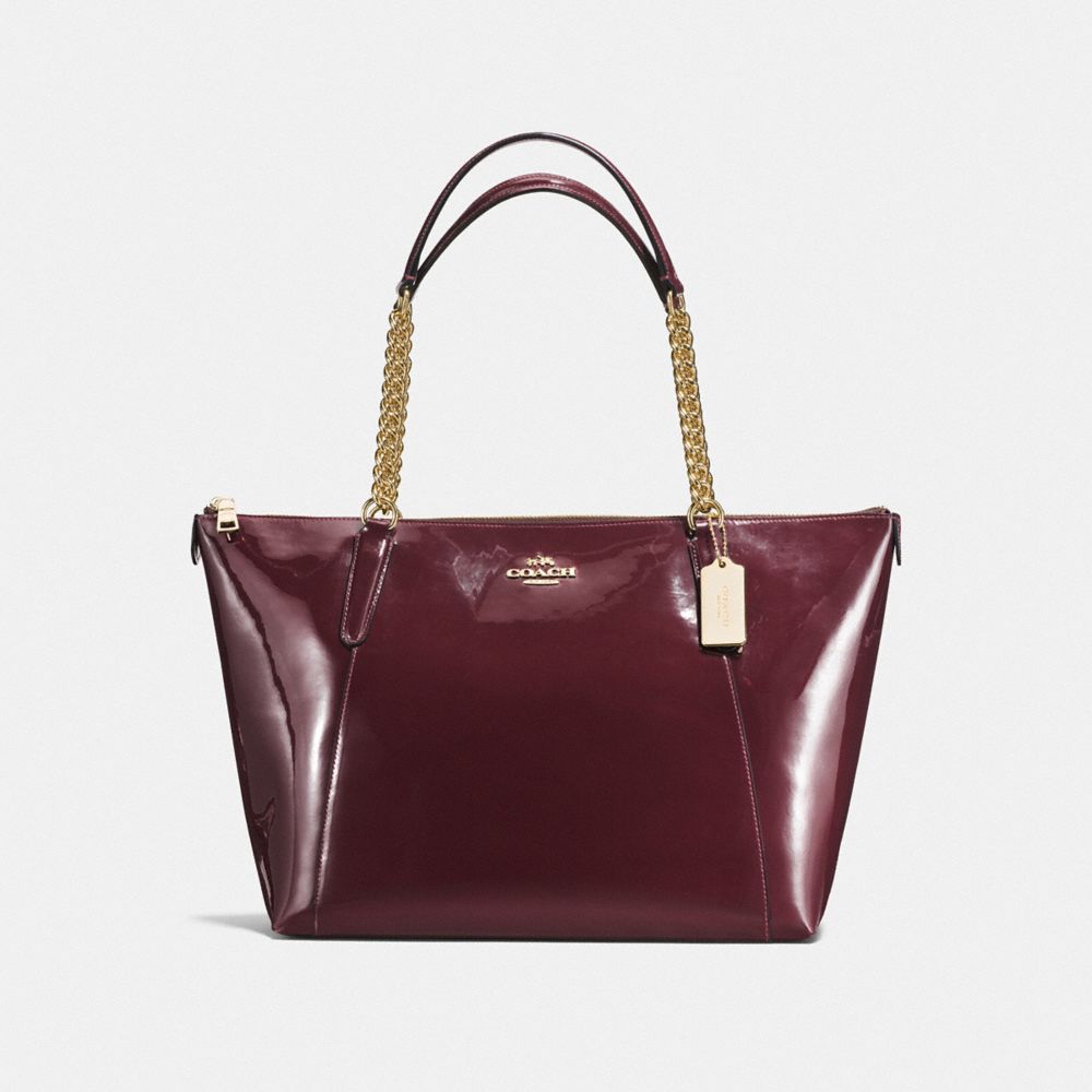 AVA CHAIN TOTE IN PATENT LEATHER - f57308 - IMITATION GOLD/OXBLOOD 1