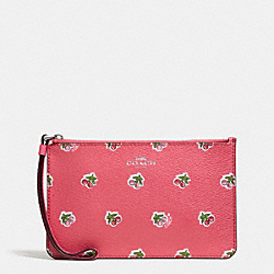 COACH F57317 - SMALL WRISTLET IN CHERRY PRINT COATED CANVAS SILVER/PINK MULTI