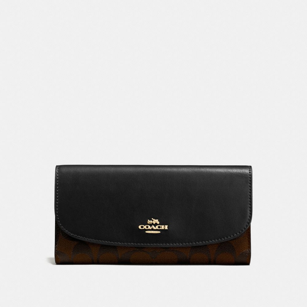 COACH CHECKBOOK WALLET IN SIGNATURE - IMITATION GOLD/BROWN/BLACK - F57319