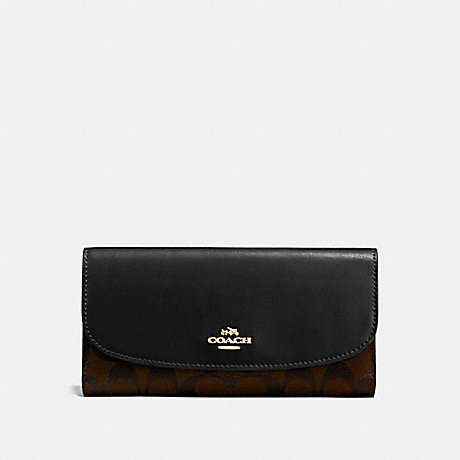 COACH CHECKBOOK WALLET IN SIGNATURE - IMITATION GOLD/BROWN/BLACK - f57319