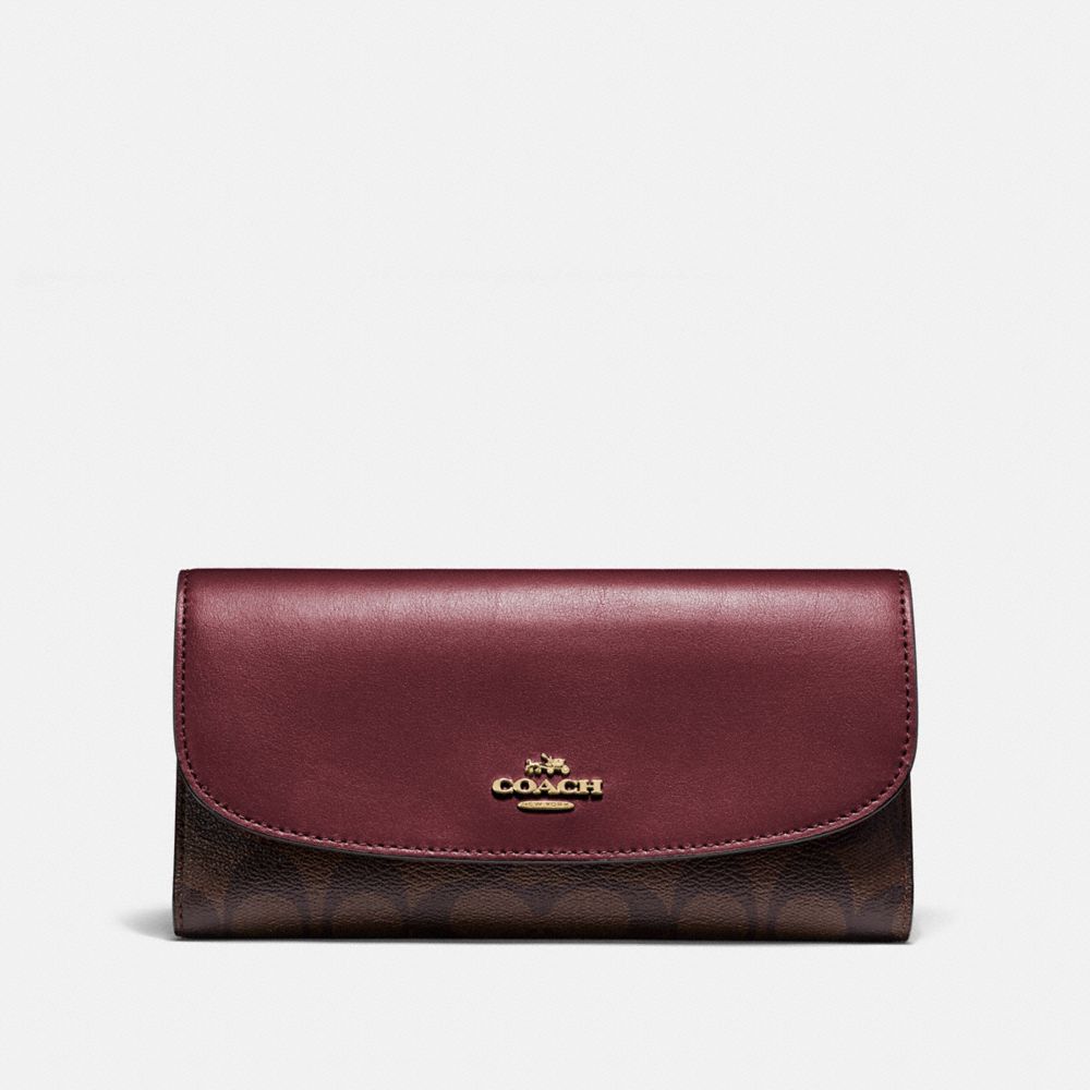 COACH F57319 - CHECKBOOK WALLET IN SIGNATURE CANVAS IM/BROWN/WINE