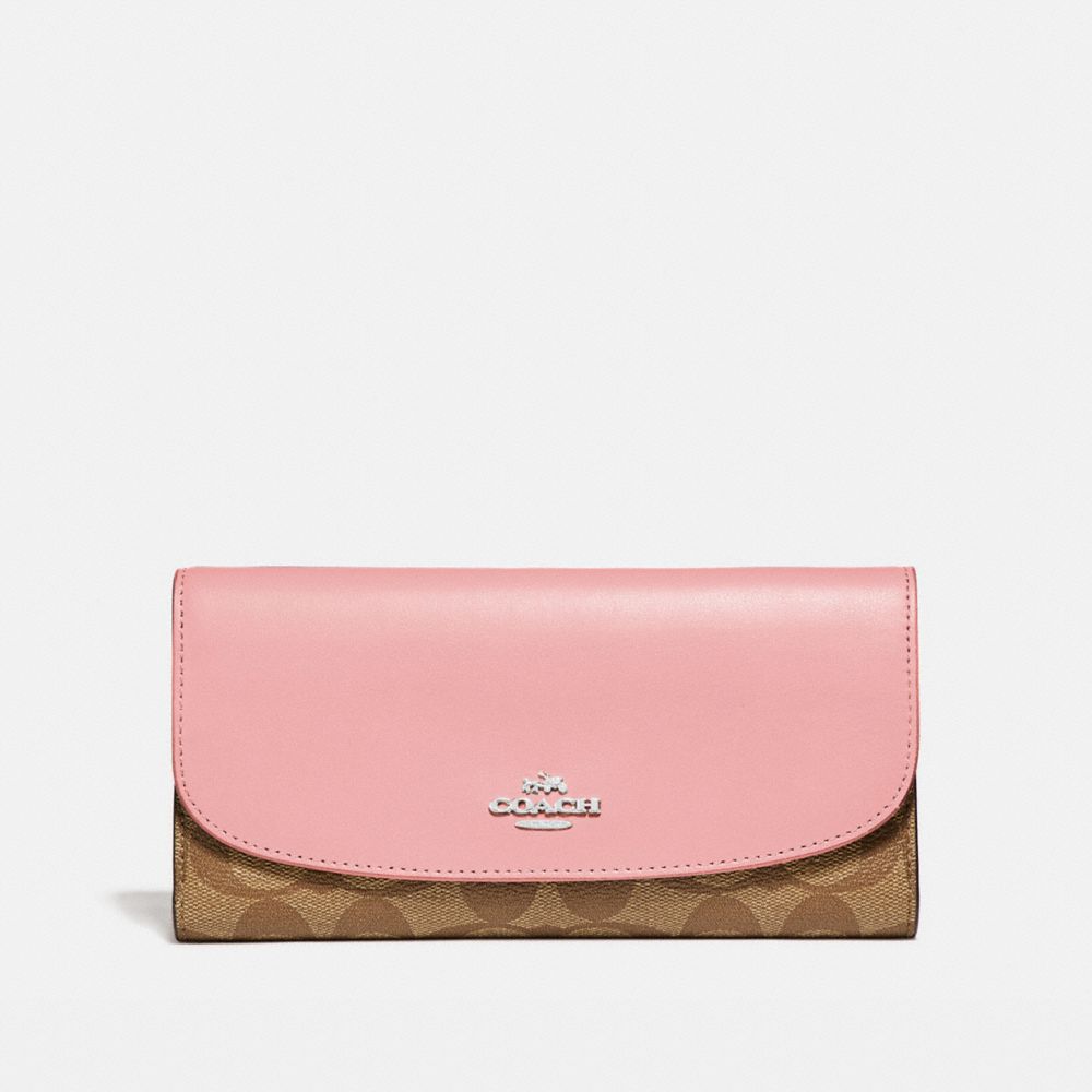 COACH F57319 CHECKBOOK WALLET SILVER/KHAKI-BLUSH-2