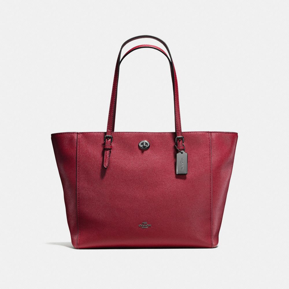 COACH f57443 TURNLOCK TOTE Cherry/Dark Gunmetal