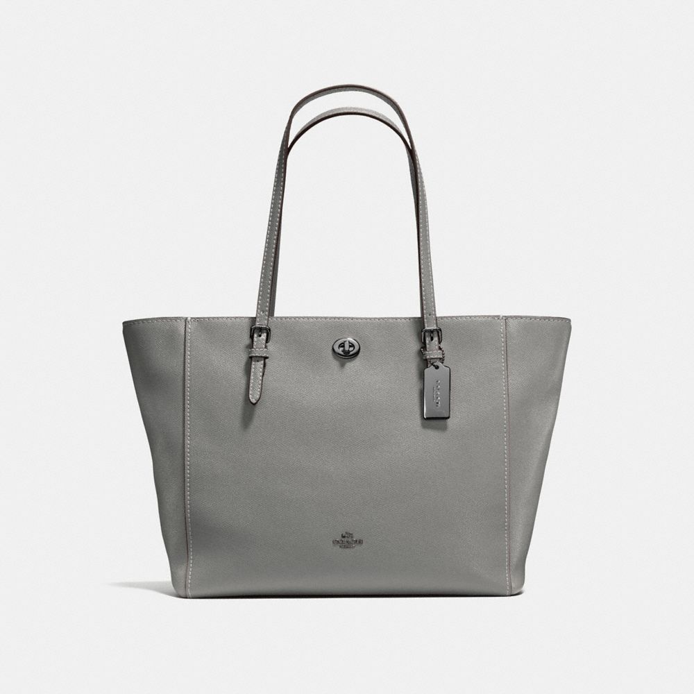 COACH F57443 Turnlock Tote HEATHER GREY/DARK GUNMETAL