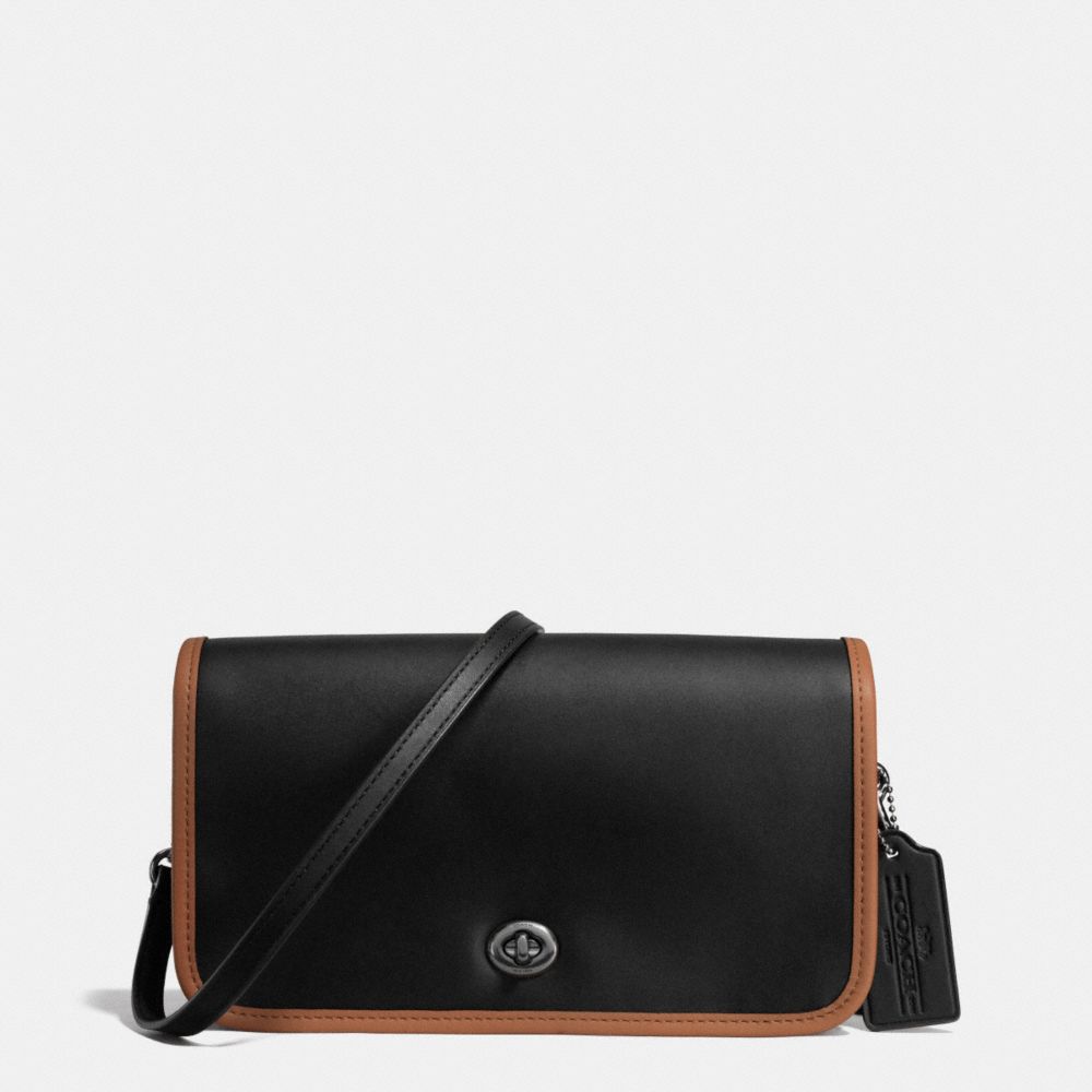 75TH ANNIVERSARY PENNY CROSSBODY IN GLOVETANNED CALF LEATHER - f57460 - BLACK ANTIQUE NICKEL/BLACK/SADDLE