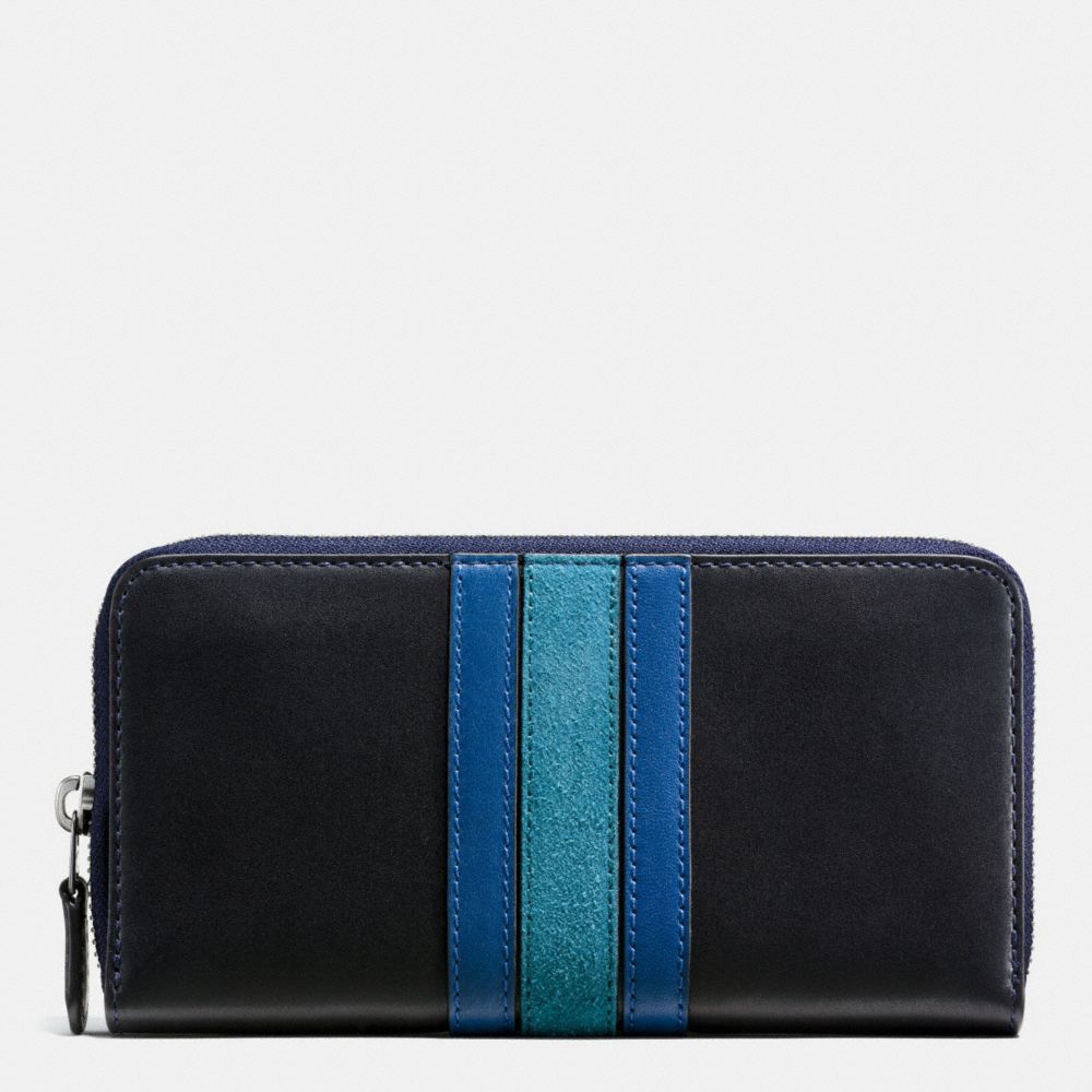 75TH ANNIVERSARY ACCORDION ZIP WALLET IN GLOVETANNED CALF LEATHER - f57463 - BLACK ANTIQUE NICKEL/MIDNIGHT DENIM MULTI