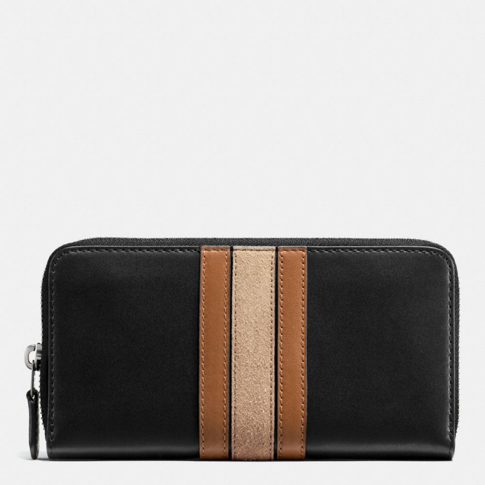 COACH F57463 75th Anniversary Accordion Zip Wallet In Glovetanned Calf Leather BLACK ANTIQUE NICKEL/BLACK SADDLE MULTI