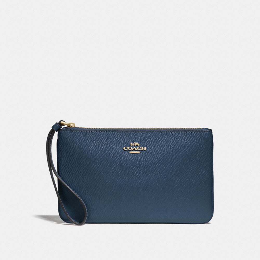 COACH LARGE WRISTLET - DENIM/LIGHT GOLD - F57465