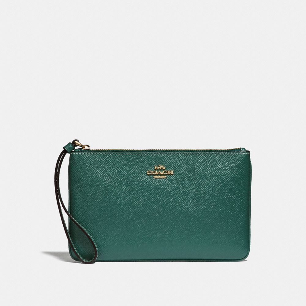 COACH LARGE WRISTLET - DARK TURQUOISE/LIGHT GOLD - F57465