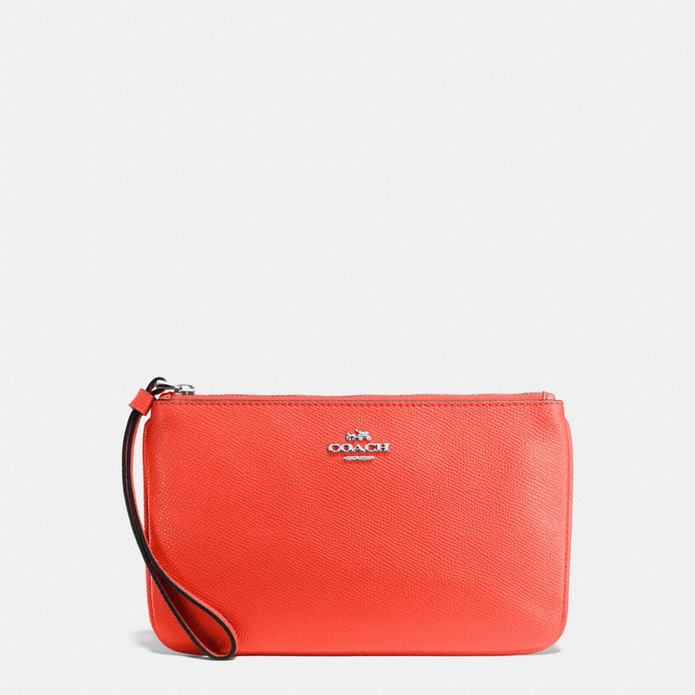 LARGE WRISTLET IN CROSSGRAIN LEATHER - SILVER/BRIGHT ORANGE - COACH F57465