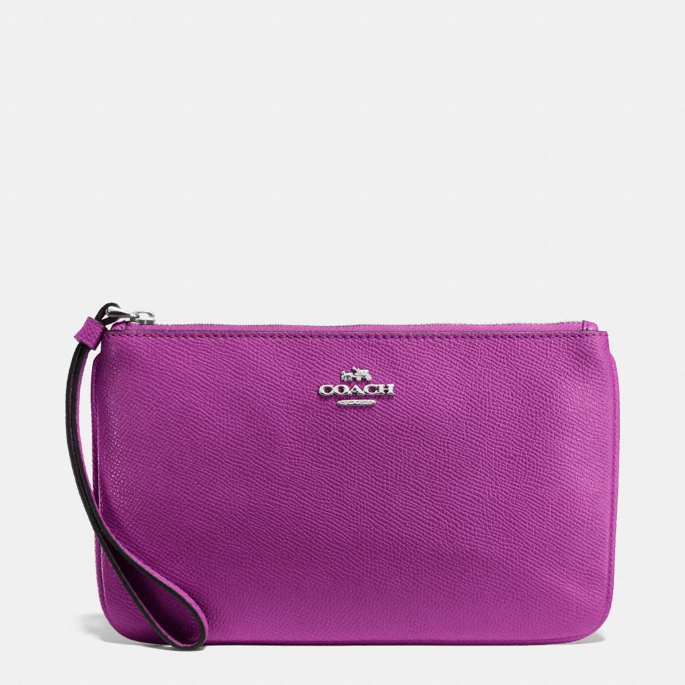 COACH LARGE WRISTLET IN CROSSGRAIN LEATHER - SILVER/HYACINTH - F57465