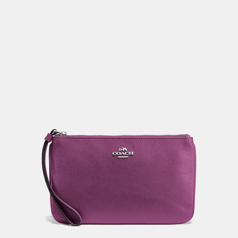 COACH LARGE WRISTLET IN CROSSGRAIN LEATHER - SILVER/MAUVE - f57465