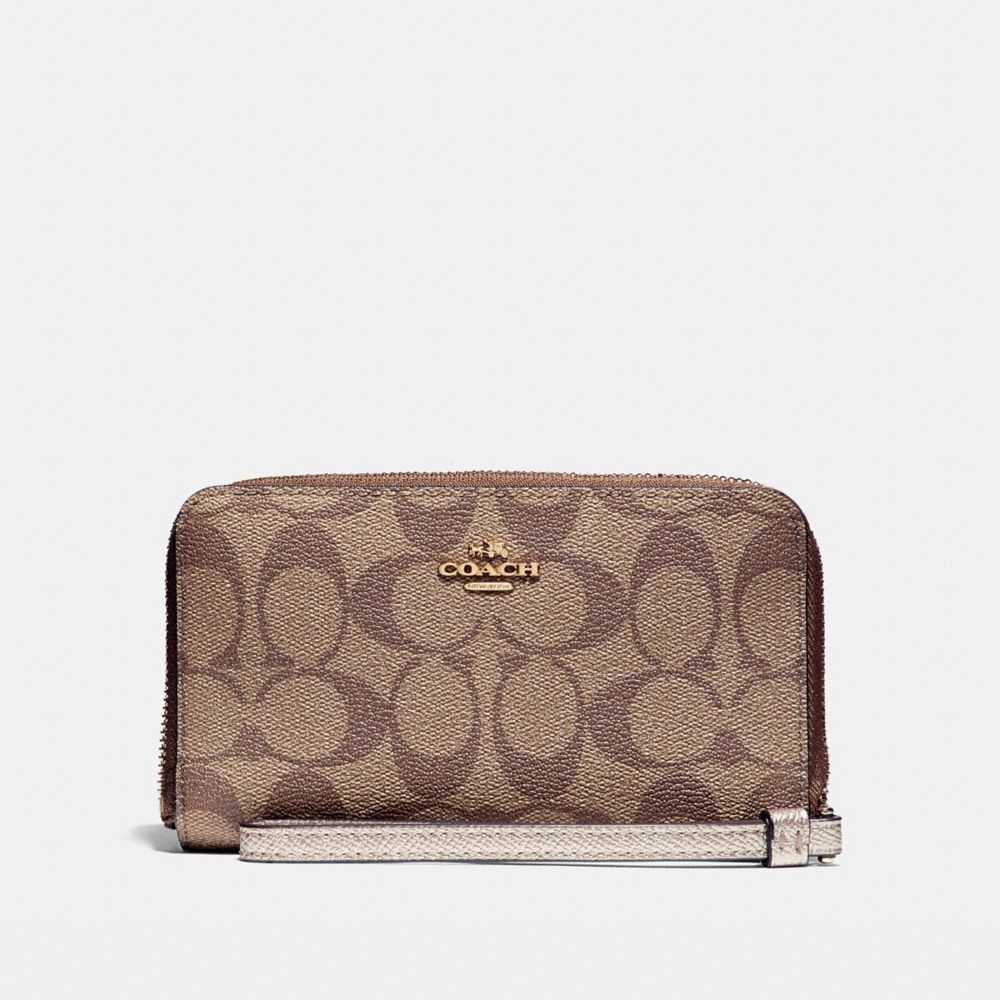 COACH F57468 PHONE WALLET LIGHT-GOLD/KHAKI