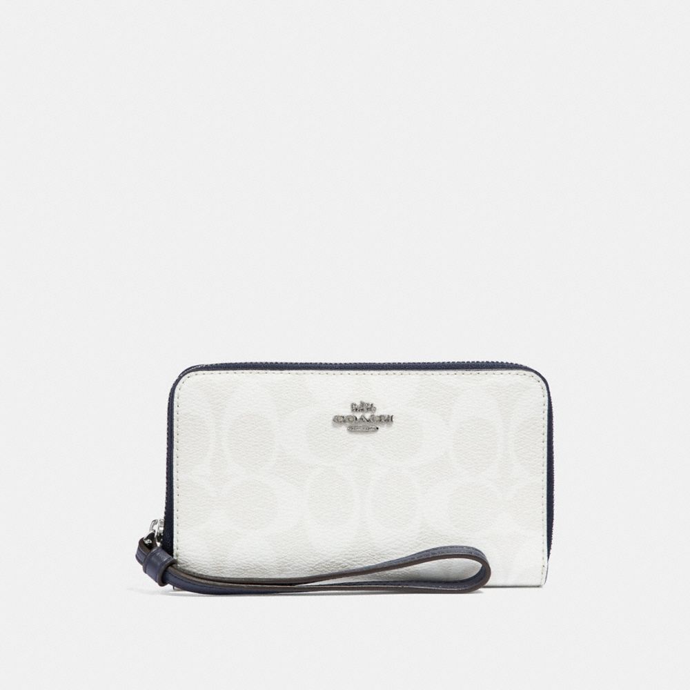 COACH PHONE WALLET IN SIGNATURE CANVAS - chalk/midnight/silver - f57468