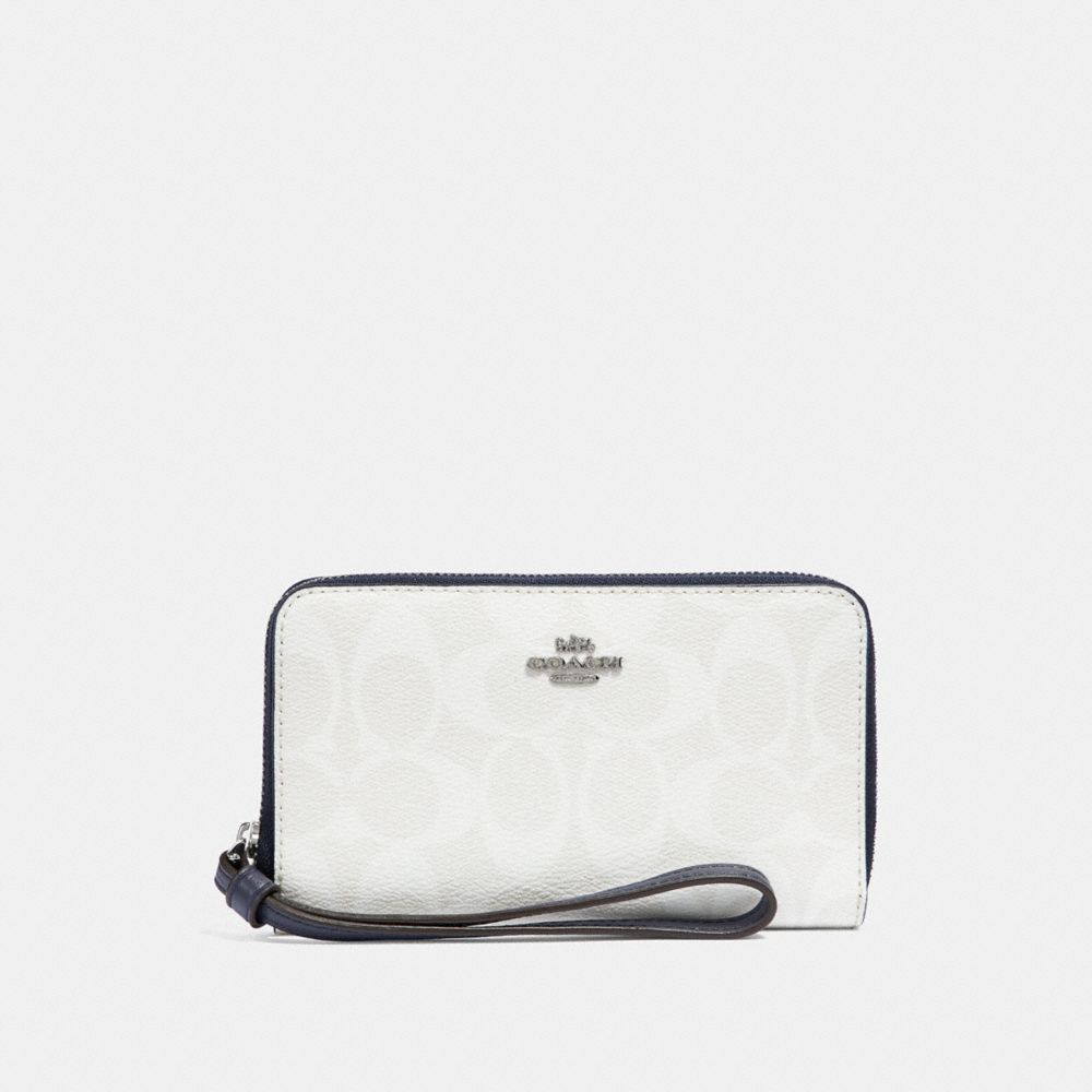 COACH PHONE WALLET IN SIGNATURE CANVAS - chalk/midnight/silver - F57468