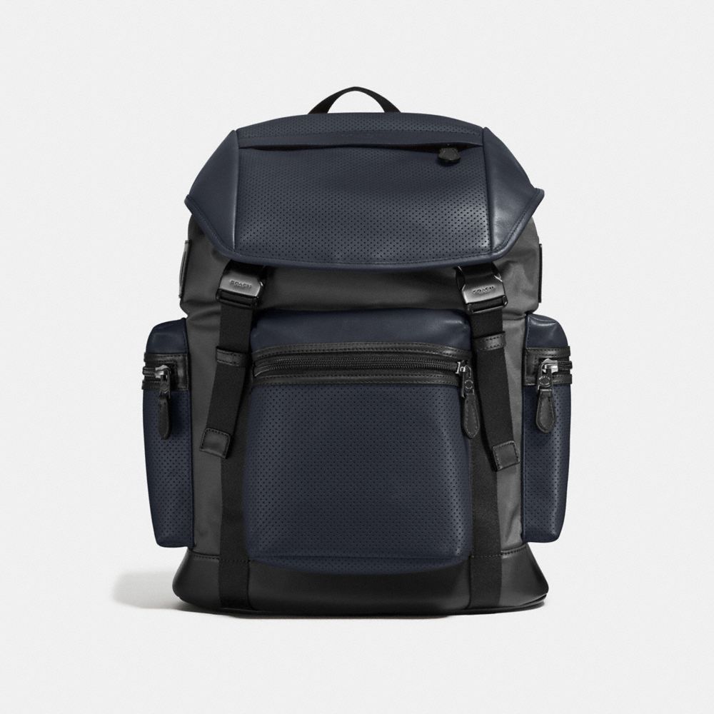 COACH F57477 TERRAIN TREK PACK IN PERFORATED MIXED MATERIALS MIDNIGHT-NAVY/GRAPHITE