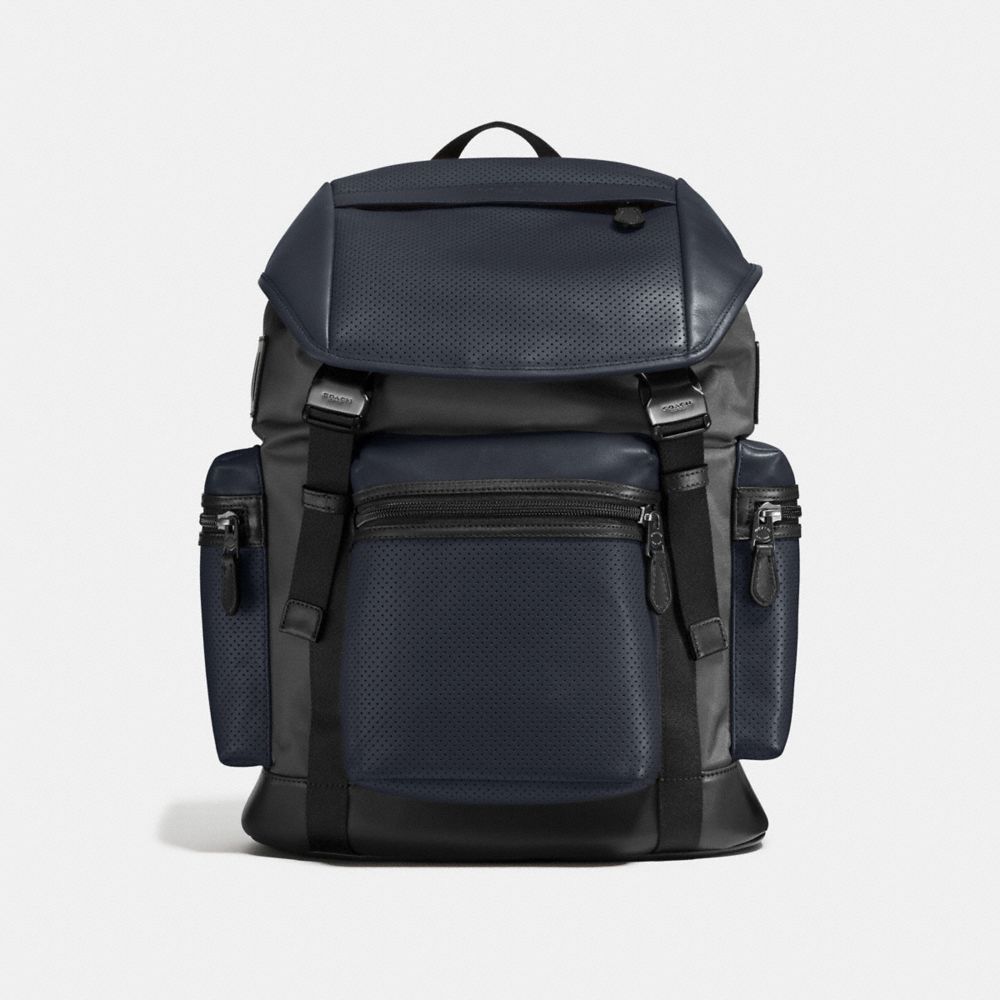 COACH TERRAIN TREK PACK IN PERFORATED MIXED MATERIALS - MIDNIGHT NAVY/GRAPHITE - F57477