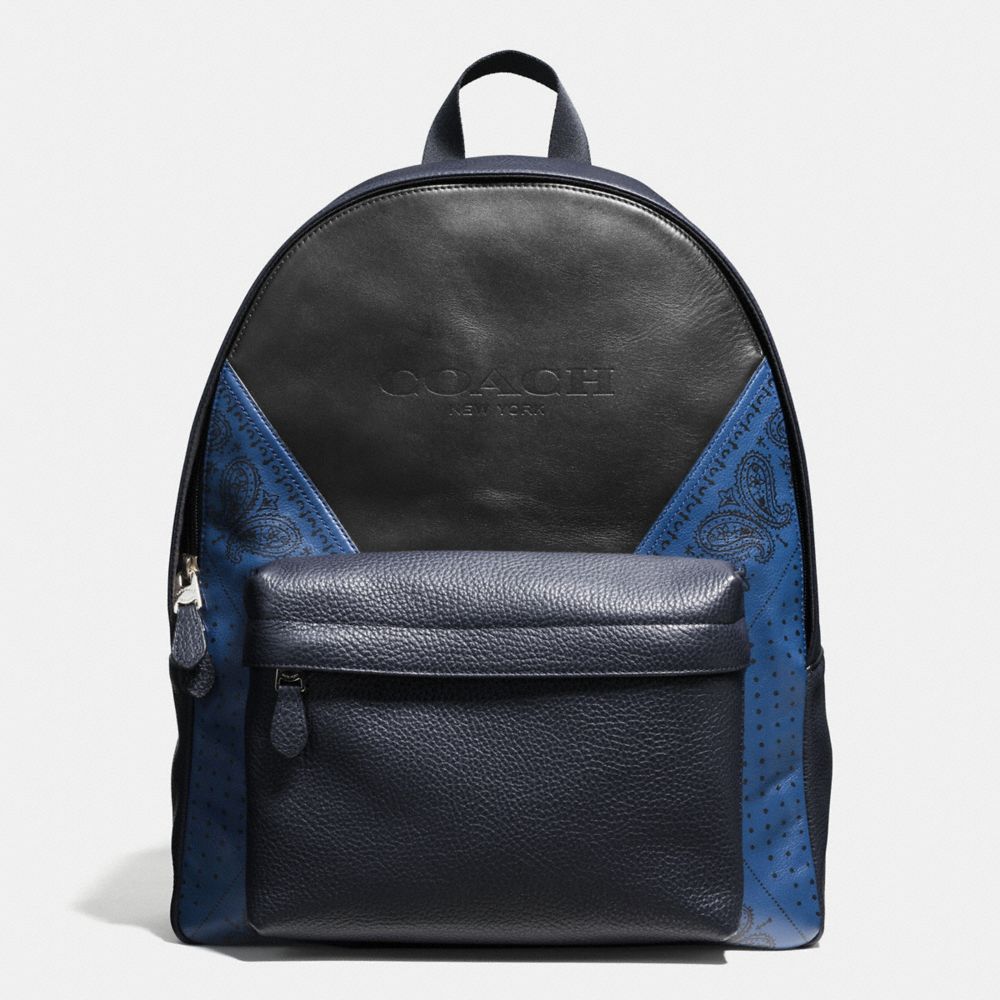 CHARLES BACKPACK IN PATCHWORK LEATHER - INDIGO/BLACK BANDANA - COACH F57482