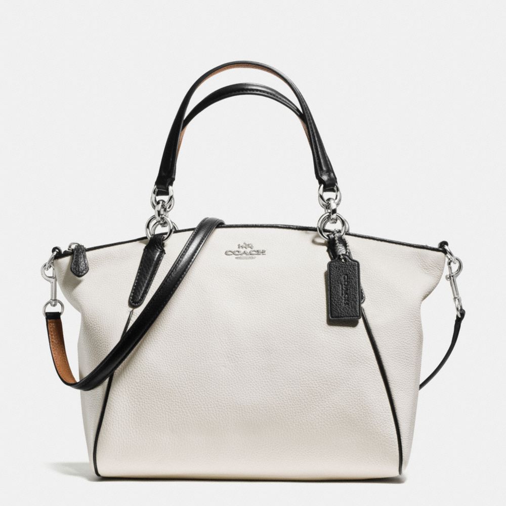 SMALL KELSEY SATCHEL WITH CONTRAST TRIM IN PEBBLE LEATHER - SILVER/CHALK MULTI - COACH F57486