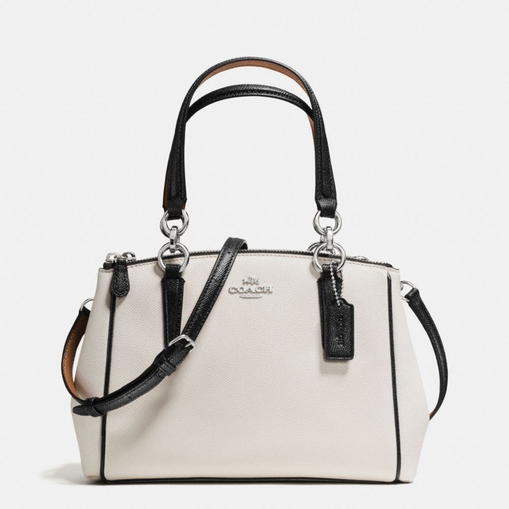 MINI CHRISTIE CARRYALL WITH CONTRAST TRIM IN CROSSGRAIN LEATHER - f57487 - SILVER/CHALK MULTI