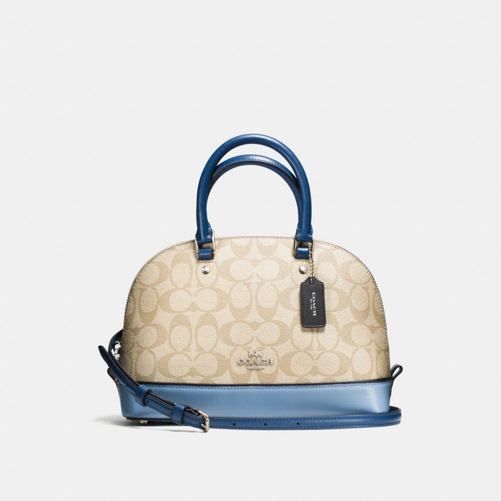 MINI SIERRA SATCHEL IN COLORBLOCK SIGNATURE - SILVER/KHAKI/BLUE MULTI - COACH F57493