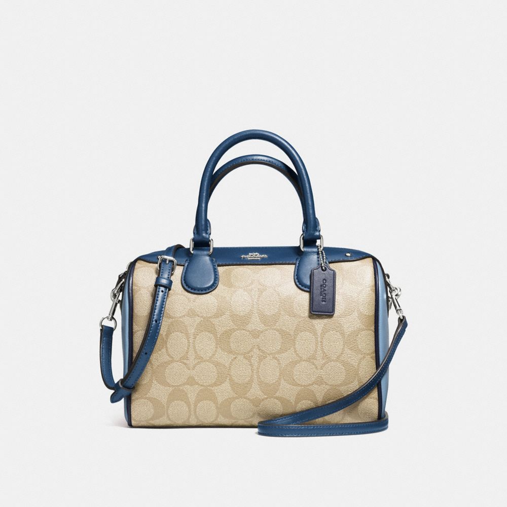 COACH f57495 MINI BENNETT SATCHEL IN COLORBLOCK SIGNATURE SILVER/KHAKI/BLUE MULTI