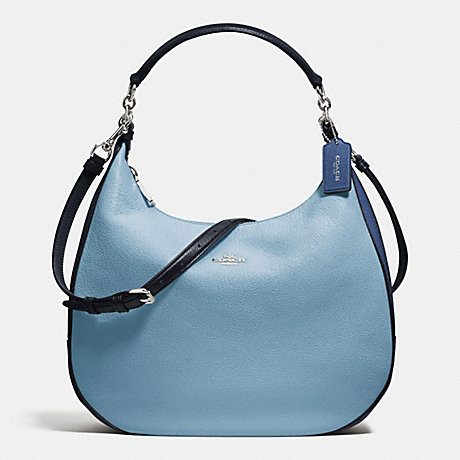 COACH HARLEY HOBO IN GEOMETRIC COLORBLOCK POLISHED PEBBLE LEATHER - SILVER/MIDNIGHT BLUE MULTI - f57500