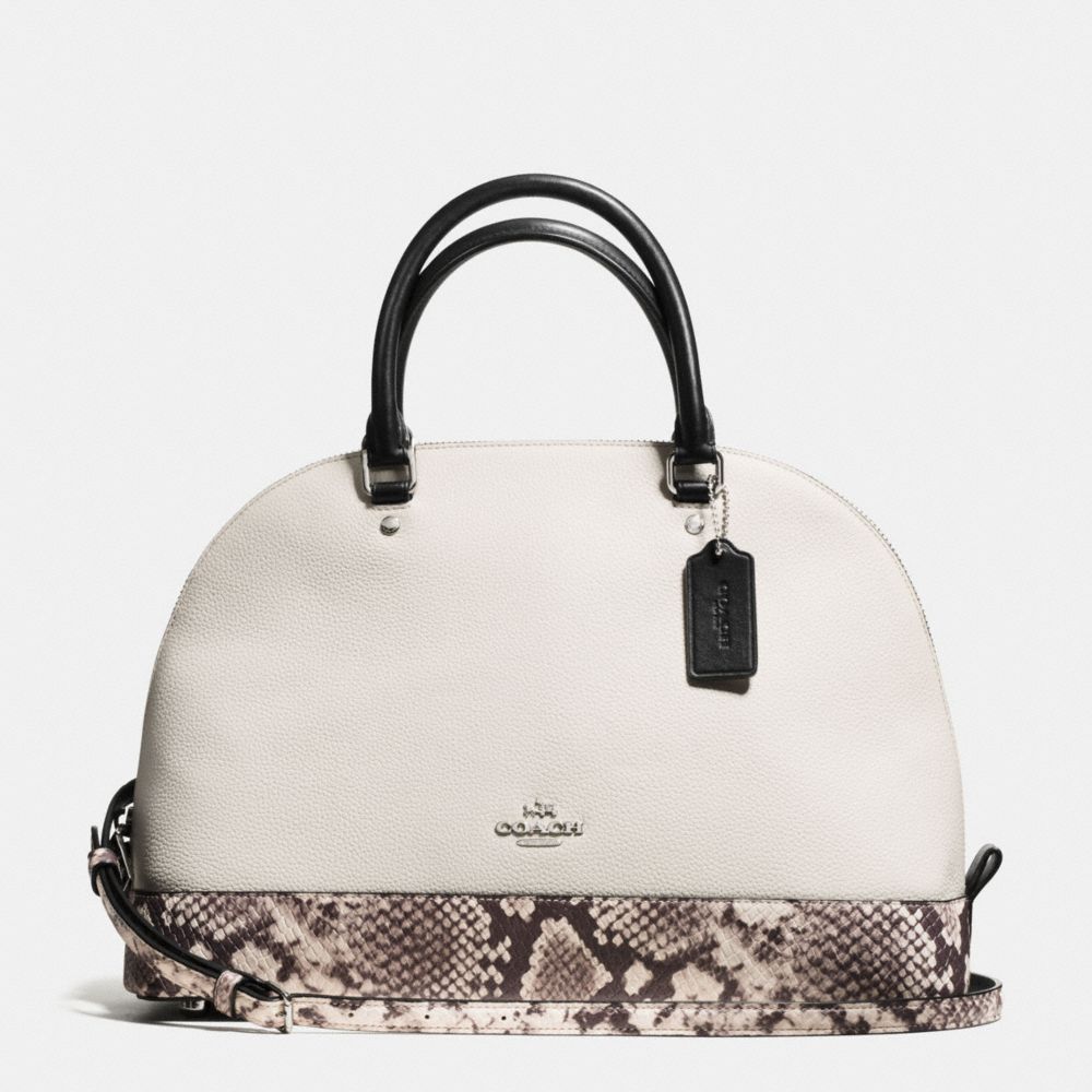 COACH SIERRA SATCHEL WITH SNAKE EMBOSSED LEATHER TRIM - SILVER/CHALK MULTI - f57504