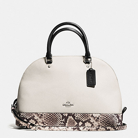 COACH F57504 SIERRA SATCHEL WITH SNAKE EMBOSSED LEATHER TRIM SILVER/CHALK-MULTI