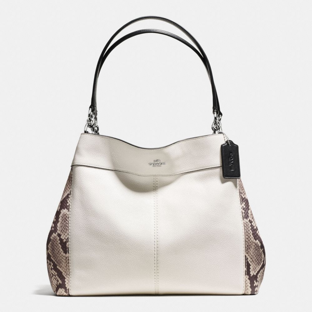 COACH LEXY SHOULDER BAG WITH SNAKE EMBOSSED LEATHER TRIM - SILVER/CHALK MULTI - F57505