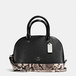 MINI SIERRA SATCHEL WITH SNAKE EMBOSSED LEATHER TRIM - ANTIQUE NICKEL/BLACK MULTI - COACH F57506