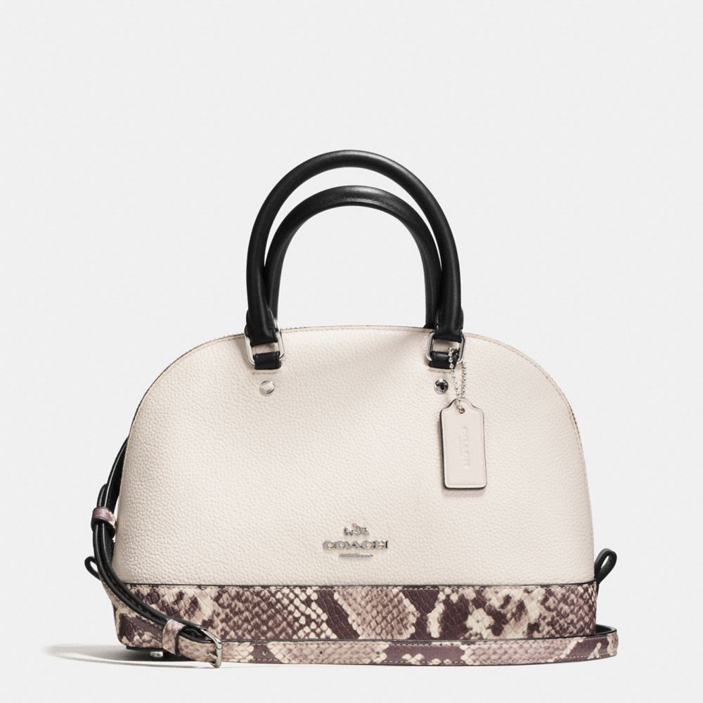 COACH MINI SIERRA SATCHEL WITH SNAKE EMBOSSED LEATHER TRIM - SILVER/CHALK MULTI - F57506